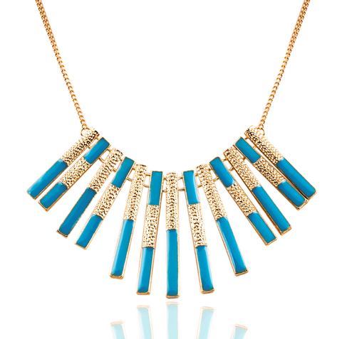 Blue & Gold Pendant Necklace