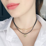 Black and Gold Choker with Gold Pendant