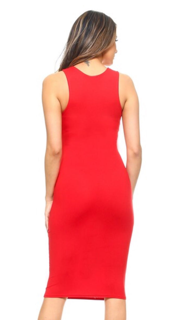 strapless open back dress Red Bodycon Sleeveless Dress – Envy My Couture