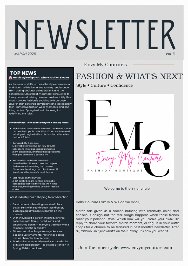 MARCH FASHION & WHAT'S NEXT NEWSLETTER PAGE 1