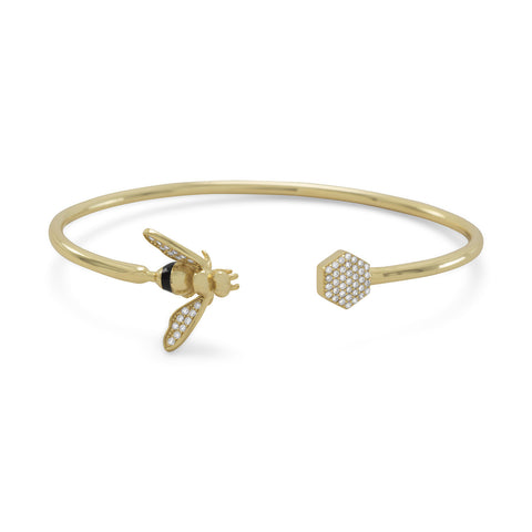 Honey Bee Cuff 14k Gold Plated