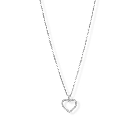 Sterling Silver CZ Heart Necklace