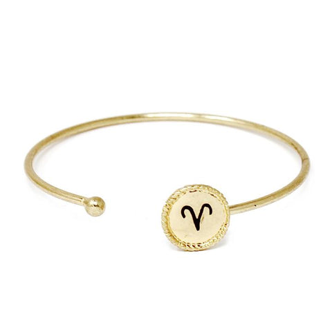 Aries Zodiac Brass Bangle