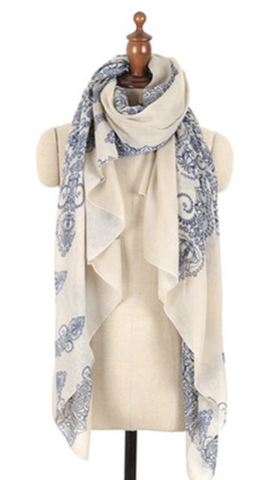 Blue & White Porcelain Fashion Scarf