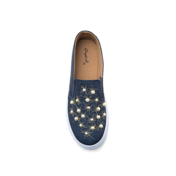 Pearl Embellished Slip On Sneakers