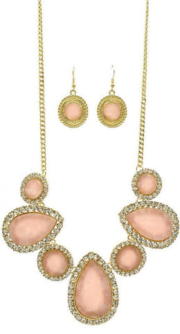 Pink Stone Fashion Necklace Set