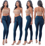 High Waisted Button Fly Skinny Jeans
