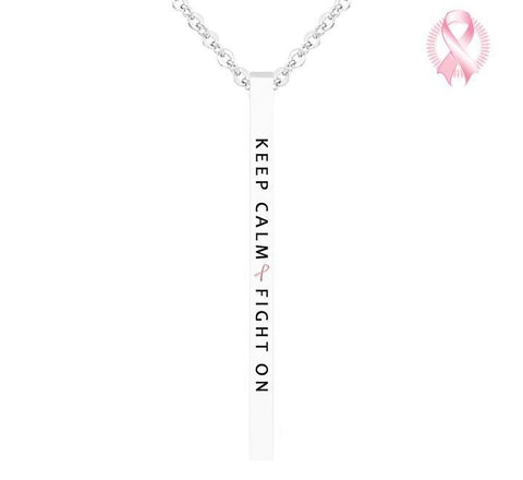 Keep Calm Fight On Breast Cancer Pendant Necklace